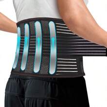 Adjustable Breathable Mesh Waist Support Belt With Reinforced Panel, Elastic Compression Trainer Suitable For Sports, Fitness And Weightlifting - Black - View 5