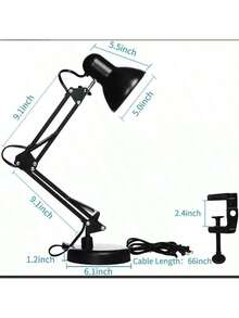 LED Desk Lamp, 3 Modes, Adjustable 360°, Fixed Base, Metal Clip - C-黑色 - 查看 6