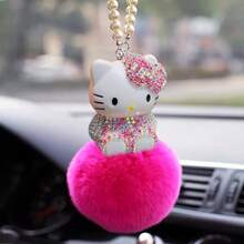 1 chiếc phụ kiện trang trí xe hơi Sanrio, móc khóa Hello Kitty dễ thương, mặt dây chuyền Hello Kitty đính đá lấp lánh gắn gương xe - Quà tặng ngày lễ cho nữ - Phụ kiện trang trí xe hơi Hello Kitty - Nhiều màu - Xem 5