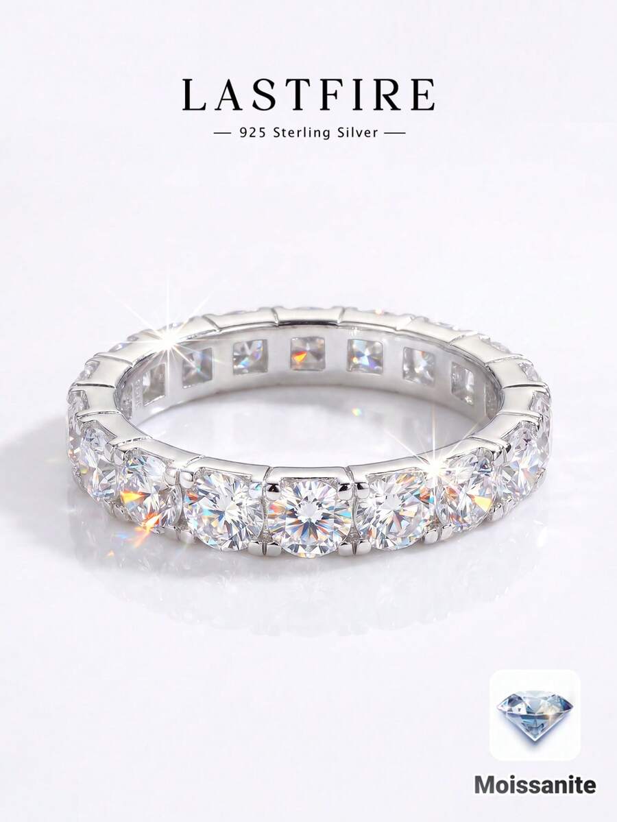 1 chiếc nhẫn bạc 925 đính đá Moissanite 0.1 carat, kiểu dáng răng cưa, quà tặng sang trọng cho lễ đính hôn/cưới/kỷ niệm/sinh nhật/bạn thân, trang sức cô dâu. - nhẫn moissanite đính đá - Xem 1