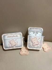 Cute Cookie Bear & Apple Series Earphone Protective Case, Soft Transparent Cartoon Case Compatible With Apple 2 - Multicolor - View 8