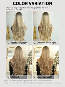 7JHH WIGS Extra Long Body Wave Ombre Blonde Wig For Women 32 Inch Wavy Curly Wig With Bangs Dark Roots, Natural Looking Fluffy Synthetic Heat Resistant Fiber Hair Wig For Daily Wear, Music Festival Party Use - 漸變金色 - 查看 7