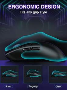 AULA SC580X RGB 无线游戏鼠标，三模蓝牙5.0/2.4G/USB-C，12000 DPI，1000Hz 回报率，轻巧人体工学可充电鼠标，兼容PC和笔记本电脑 - 查看 9