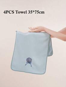 4 Pcs Coastal Blue Hand Towels Coquette Blue Bow Seashell Hand Towels Soft Preppy Nautical Bath Kitchen Bow Washcloths Facecloth Beach Bathroom Decorative Gift - Blue - View 5