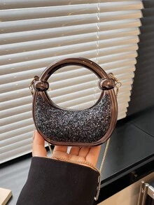 New Acrylic Mini Handbag, Fashion Clutch Purse, Personalized Crescent Moon Shaped Evening Bag With Chain Strap - Multicolor - View 5