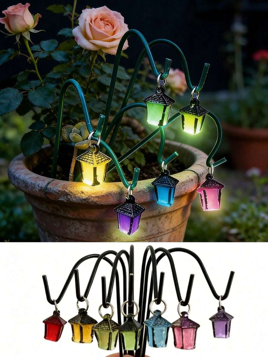 20件組螢光花架，發光花園鐵柱，迷你微景觀展示架，多肉盆栽DIY裝飾配件，金屬工藝飾品，鄉村戶外庭院裝飾，仙女花園佈局用品，派對場景裝飾