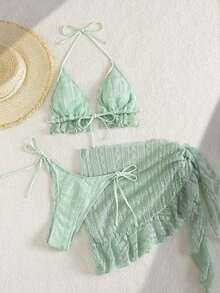 Swim Mod Set de 3 piezas de ropa de baño de verano para mujer - verde menta - Ver 8