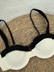 Nuevo Llegado Oficial Primavera/Verano Elegante Casual Sexy Traje de Baño Bikini de Mujeres en Blanco y Negro a Patchwork, para Playa, Fiesta, Cita, Vacaciones - Blanco - Ver 4