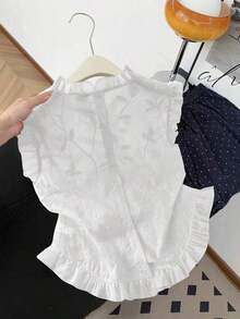Camisa sin mangas de mujer con bordado y volantes - Blanco - Ver 2