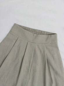 Falda de unicolor simple y a la moda, ideal para todo uso, nueva colección otoño 2025 - Gris - Ver 4