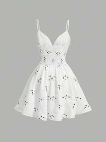 MOD Vestido de tirantes con bordado floral, patchwork y encaje para mujer en verano - Blanco - Ver 2
