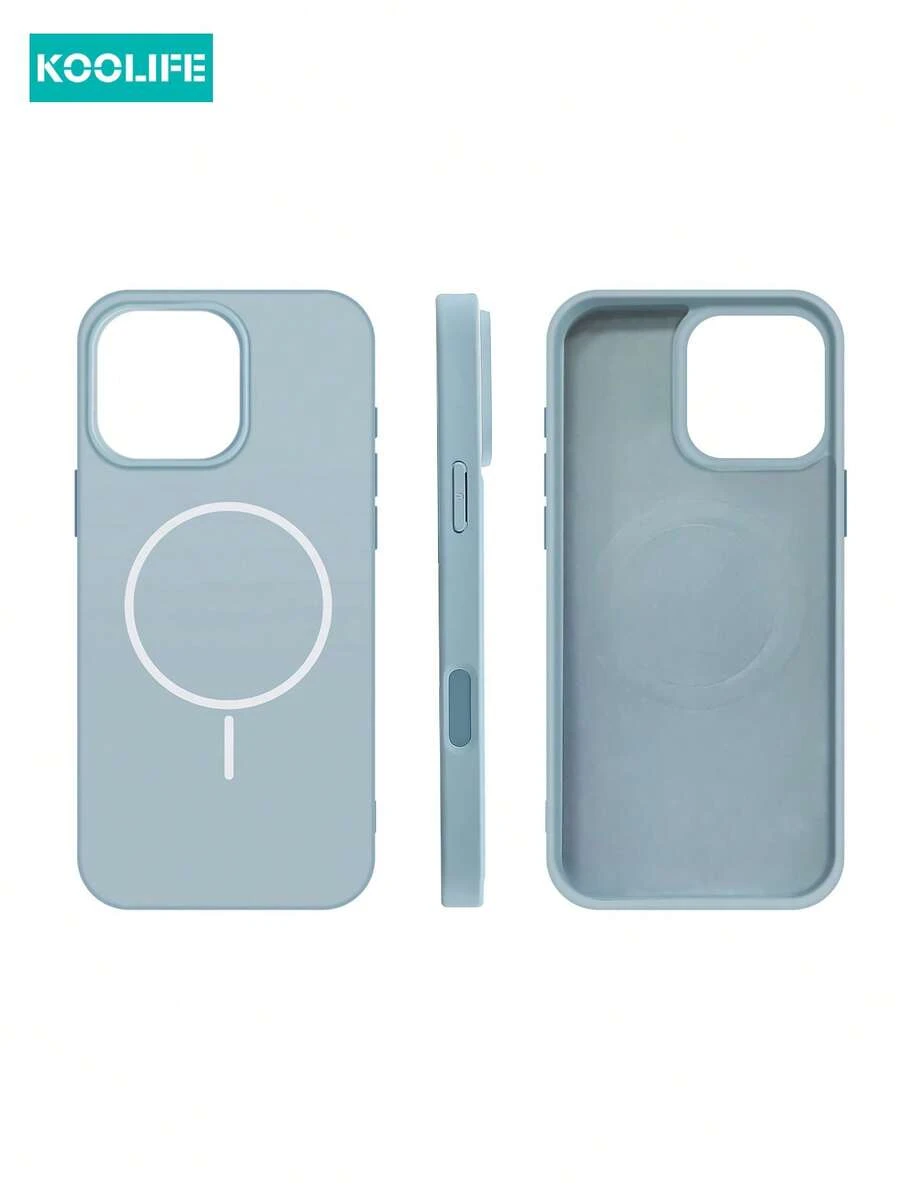Ốp lưng điện thoại Koolife màu xanh nhạt từ tính, chất liệu silicon lỏng, mềm mại, chống sốc, tương thích với Apple 17/17pro/17promax/17Air/16/15/14/13/12/11 - Xanh khói - Xem 1