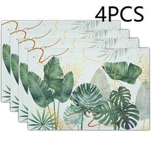 18*11.81 Inch (45*30cm) Tropical Monstera Leaf Print Rectangular Placemats, Available In 1/2/4/6/8/30 Sets, Made Of 100% Polyester With Non-Slip And Heat-Resistant Properties, Machine Washable, Hand Washable And Dry Cleanable, Ideal For Daily Dining And Home Decor, Perfect For Tropical And Boho Style Enthusiasts - Multicolor - View 21