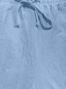 Men's Linen Pants, Lightweight Breathable Summer Trousers With Drawstring, Elastic Waist Linen Pants For Men, Casual Vacation, Leisure Travel And Commute - Baby Blue - View 5