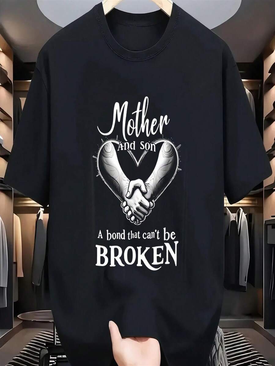 Una camiseta retro de manga corta para mujer, moderna y a la moda, adecuada para actividades al aire libre en primavera y verano, con un diseño único de madre e hijo, ilustraciones en forma de corazón y un texto impactante que resalta el vínculo inquebrantable de la familia.Es un regalo ideal para ocasiones familiares, que ayuda a fortalecer los lazos familiares.blusas para mujer,blusas casuales para dama,tops,, mujer premium,y2k,playeras de mujer curvy,ofertas y liquidaciones ropa mujer,playeras deportivas para mujer,,playeras de hombre, mujer,blusas>elegante EKMV - Negro - Ver 1