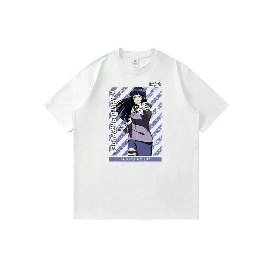 Camiseta unisex de manga corta con estampado de estilo anime de Naruts Shippuden Hinata Hyuga. - Blanco - Ver 1