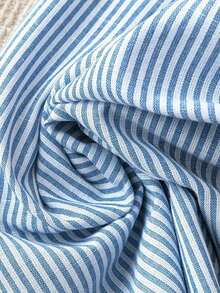 Pantalones anchos de tela con cintura anudada en azul y blanco, para mujer, de estilo casual, para primavera/verano - Azul - Ver 3