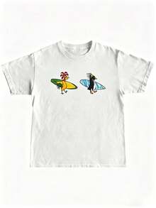 1pcsVintage 90s  Performance Boarding Shirt Outfit, Retro 90s  Surf Shirt, Unisex Crewneck Shirt For Men And Women180g-Men's Vintage Graphic T Shirt Casual Cotton Short Sleeve Funny Shirts - 白色 6 - 查看 1