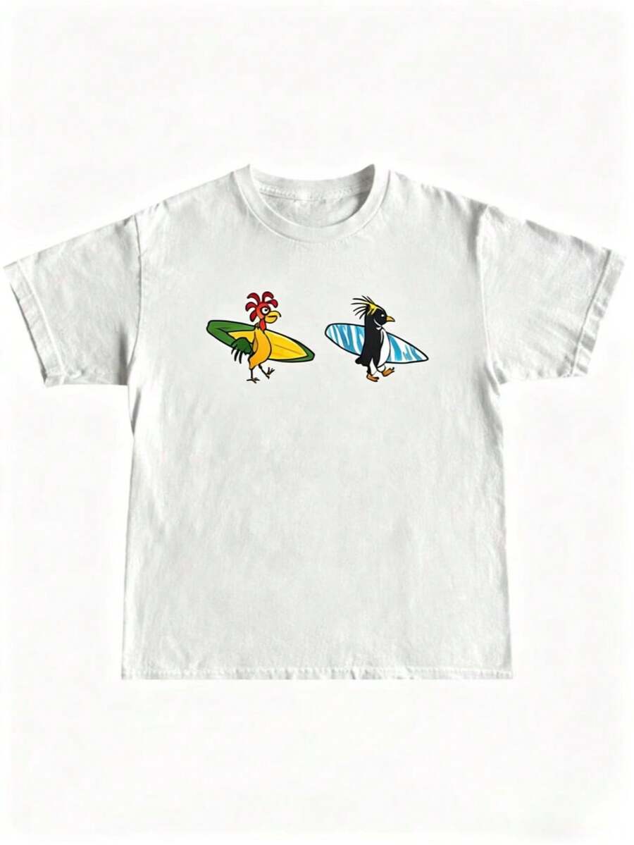 1pcsVintage 90s Performance Boarding Shirt Outfit, Retro 90s Surf Shirt, Unisex Crewneck Shirt For Men And Women180g-Men's Vintage Graphic T Shirt Casual Cotton Short Sleeve Funny Shirts - 白色 6 - 查看 1