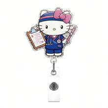 SANRIO 1個 Hello Kitty 亮片可愛卡通護士伸縮式識別證卡套夾，適用於護士、醫生、醫院工作人員日常使用 - 彩色 - 查看 9