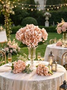 1 pièce Têtes de fleurs d'hortensia artificielles au toucher réel avec tiges, hortensia blanc et bleu clair artificiels pour la décoration florale de la maison, de la cuisine et du mariage. Fleurs en boule en plastique, sans électricité ni pile nécessaire. Parfait pour la Saint-Valentin et la décoration saisonnière - Champagne - Voir 6