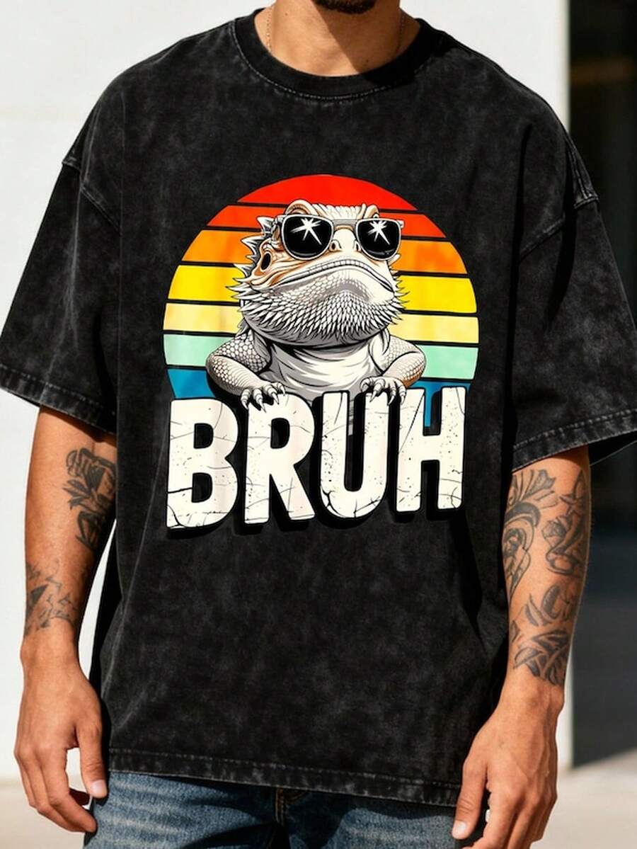 Bruh Bearded Dragon Acid WaS1H Oversized T1S1Hirt, R SunS1et Graphic T1EE