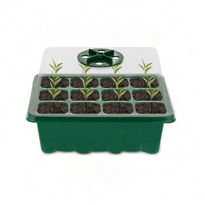 1 Set Of 12-Cell Seedling Tray For Planting Your Garden - Includes Lid, Insulation Layer And Moisture Retaining Board For Optimal Germination!