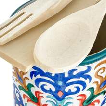 Baroni Home Portamestoli Decorato in Ceramica con Mestoli Inclusi, Accessorio da Cucina Colorato Resistente, Linea Capri, 11x11x25 cm - Portamestoli - Visualizzare 7
