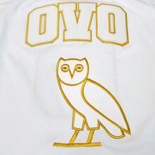 男士 OVO 猫头鹰刺绣白色篮球球衣,街头运动背心 - 白色 - 查看 6