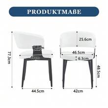 Mid-Century Modern Style Dining Chairs, Set Of 2, Retro Armchairs With Barrel-Shaped Armrests And Patterned Backrests, Faux Leather Kitchen Chairs With Sturdy Legs For Home And Restaurants - White - View 2