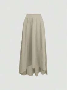 Falda de unicolor simple y a la moda, ideal para todo uso, nueva colección otoño 2025 - Negro - Ver 10