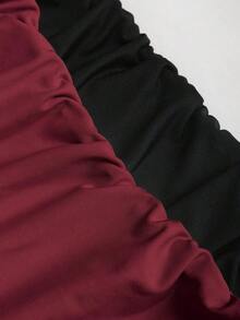 Conjunto de 2 piezas de moda europea y americana para mujer, vestido mini versátil casual y de oficina con decoración metálica retorcida y asimétrica - Multicolor - Ver 8