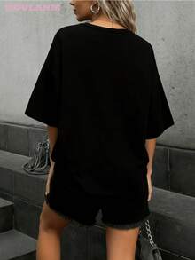 Women's 100% Cotton T-Shirt With Retro Graphic Print "Butterfly Grunge" Y2K Gothic Style Short Sleeve Casual - Soft To The Touch And High Quality - 黑色 - 查看 3