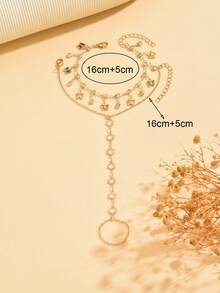 Set de 2 piezas Anillo de dedo con pulsera de mariposa de cristal colorido y elegante y versátil con borla, adecuado para uso diario y fiestas, la cadena hecha a mano se puede cortar a la longitud deseada, la cantidad de cuentas y la disposición de los colores de cristal son aleatorios - Multicolor - Ver 4