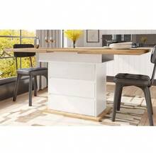 Telescopic Dining Table (110-140*80cm), Foldable Kitchen Table For 4-6 People, Extendable Dining Table, Space-Saving Kitchen Table, For Kitchen And Living Room, Dining Table With Three Shelves, White - Natural,White - 查看 6