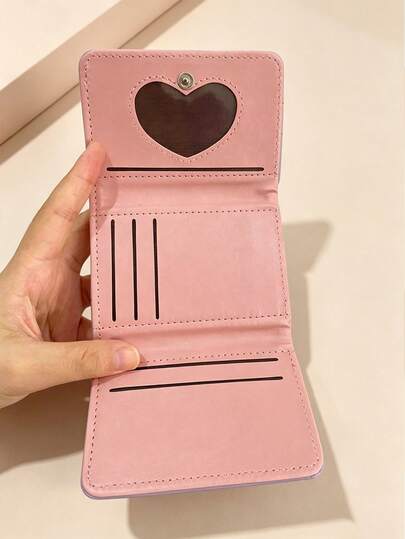 Cartera corta de oso de dibujos animados, monedero plegable de tres pliegues con estampado de estudiante, monedero de dibujos animados con portacartas, adecuado como regalo festivo para mujeres, fiesta de cumpleaños