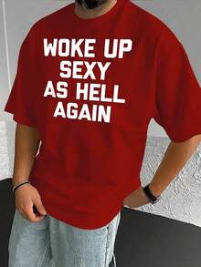 PAYEAH T-Shirt I Woke Up Sexy Like Hell Again (One Piece) 100% Cotton 220g Heavyweight Cotton T-Shirt - 灰色 - 查看 4
