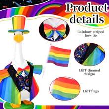 Rainbow Porch Goose Outfit Pride Goose Outfits LGBTQ Lawn Porch Goose Clothes Fits 23" Cement Plastic Goose Statue For Outdoor Garden Yard Patio Art Decor Suit - multicolor - 查看 2