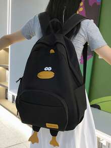 2026 New High-Value Student Backpack For Women, Minimalist Large Capacity Corduroy Middle School Backpack - Black - View 4