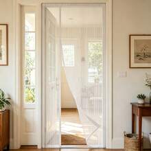 Magnetic Screen Door, Side-Opening Double-Sided Magnetic Mesh Screen Door, Anti-Mosquito Curtain, Polyester Fiber Mesh, High-Density Breathable Mesh Window, Patio Yard Fly Insect Screen Curtain, With Installation Accessories - White - White - View 1