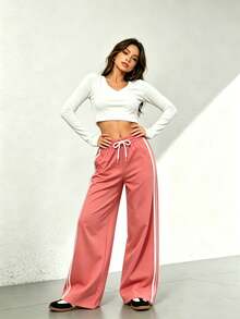 Pantalones con rayas laterales - Rosa vieja - Ver 1