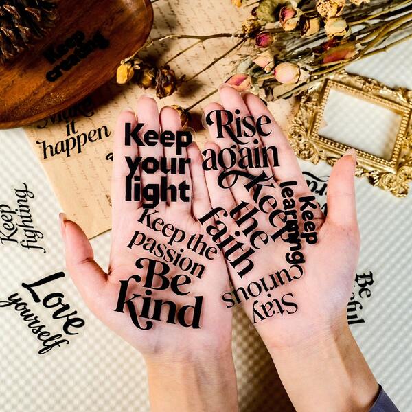 56pcs Black & White Minimalist Inspirational Transparent PET Material Graffiti Stickers, Suitable For Luggage, Phone Cases, Laptops, Helmets, Skateboards, Waterproof Decorative DIY Stickers