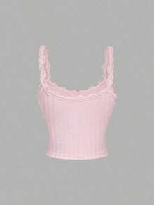 Camiseta sin mangas casual de mujer con parches de encaje, para verano - Multicolor 4 - Ver 7