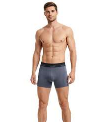 Pacote com 3 cuecas boxer masculinas PUMA, de algodão, nas cores verde limão, cinza e azul. - Multicolorido - Ver 10