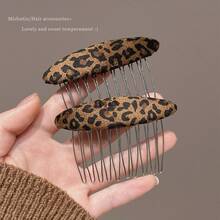 1/2pcs Korean Stylish Leopard Print Hair Comb, Women Hair Styling Tool, Bangs Clip, Hairpin, Hair Accessory - Multicolor - View 9