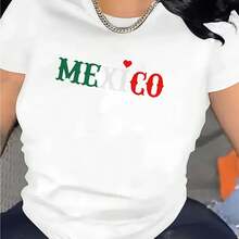Women's Mexico Graphic T-Shirt - Bold MEXICO Print With Red Heart And Green Letters, Soft And Breathable Blend, Lightweight Short Sleeve Crew Neck T-Shirt, Unisex Casual T-Shirt For Men And Women, All-Season Comfort, Mexican Pride Design - 白色 - 查看 6