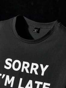 NEON BLANC Short-Sleeved Crew Neck T-Shirt With Letter Print, Casual And Versatile For Everyday Use - Black - View 3