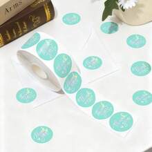 500pcs/Roll Holographic "Thank You" Stickers, Green Foil, Blue Foil Sealing Stickers For Handmade/Party Boxes/Cake, 1 Inch Adhesive Labels Suitable For Convenience Stores, Supermarkets, Bakeries, Milk Tea Shops, Coffee Shops - Cartoon - View 3