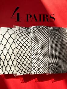 Curve Tights 弹力七分紧身裤，哥特风镂空渔网袜，性感透视连裤袜，显瘦紧身裤袜，黑色时尚百搭丝袜，适合万圣节、旅行、约会、搭配短裙穿着 - 黑色 - 查看 7