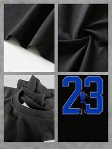 Oversized Crew Neck T-Shirt For Daily Outings, Camping, Concerts, Hip-Hop, Rock And Rap Events, 1 Piece, 100% Cotton, Women's Short Sleeve Sports T-Shirt, Size 23, Casual, For Spring And Summer, Women's Clothing, 220g Heavy Cotton T-Shirt. - 黑色 - 查看 4